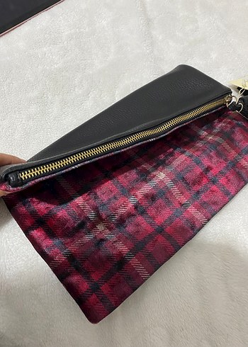 Beden Mudo Bordo Süet Fermuarlı Kadın Clutch Çanta