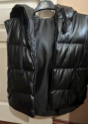 Siyah Deri Fermuarlı Kadın Yelek - Görsel 2