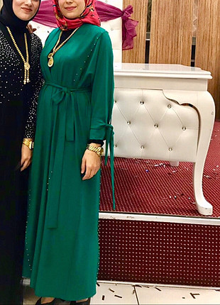 Yeşil incili ferace tunik