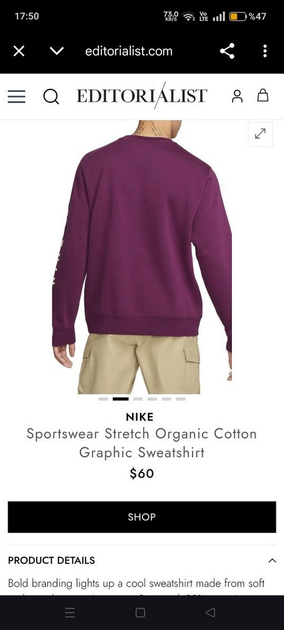 Nike Erkek Mor Grafik Sweatshirt - Görsel 4