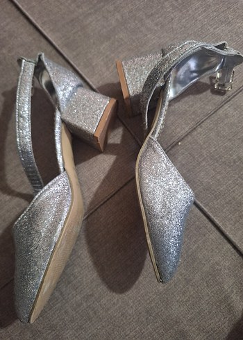 Gri Stiletto Topuklu Kadın Abiye Ayakkabı 34 numara - Görsel 3