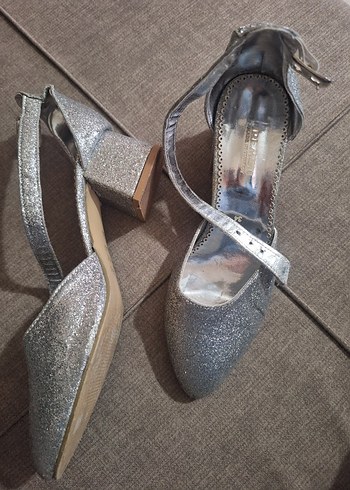 Gri Stiletto Topuklu Kadın Abiye Ayakkabı 34 numara - Görsel 2