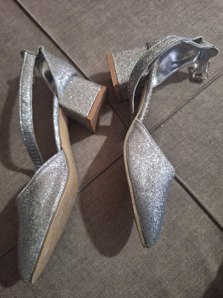 Gri Stiletto Topuklu Kadın Abiye Ayakkabı 34 numara - Görsel 3