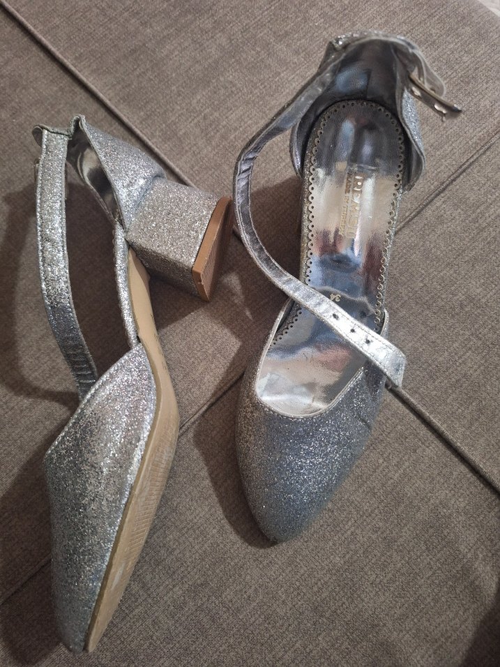 Gri Stiletto Topuklu Kadın Abiye Ayakkabı 34 numara - Görsel 2