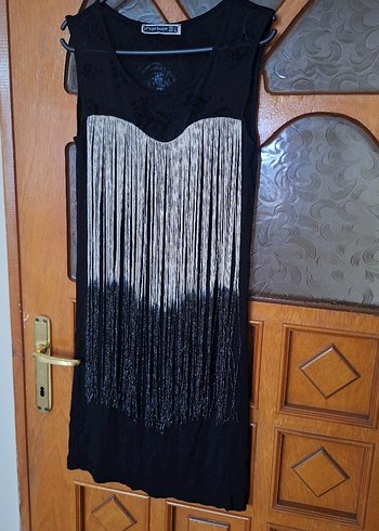 Püsküllü Siyah Bohem Elbise - Görsel 4