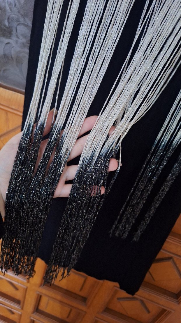 Püsküllü Siyah Bohem Elbise - Görsel 2