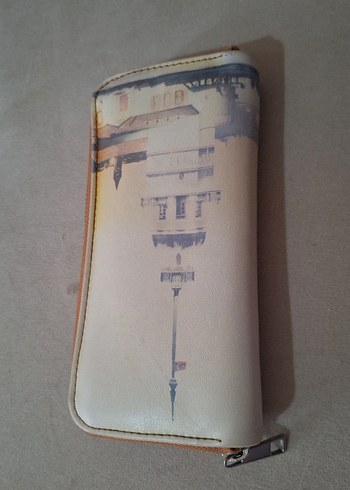 Baskılı Beyaz Kadın Fermuarlı Cüzdan - Görsel 2