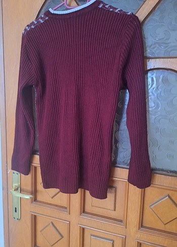 Bordo Erkek Çocuk V Yaka Triko Kazak - Görsel 2