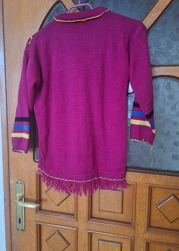 Bordo Tom ve Jerry Baskılı Örgü Kız Kazak - Görsel 2