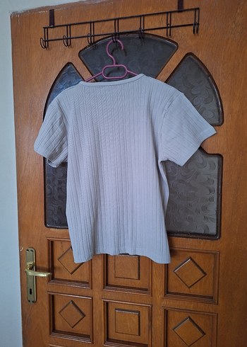 ünisex Bej Kısa Kollu Pliseli Tişört - Görsel 3