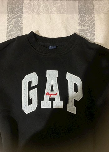 s Beden Siyah Baskılı Uzun Kollu Sweatshirt GAP