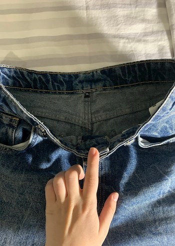 Kadın Mavi Bol Kesim Midi Kot Pantolon - Görsel 2