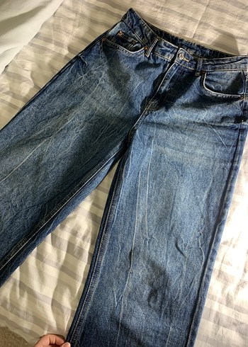 Kadın Mavi Bol Kesim Midi Kot Pantolon - Görsel 3