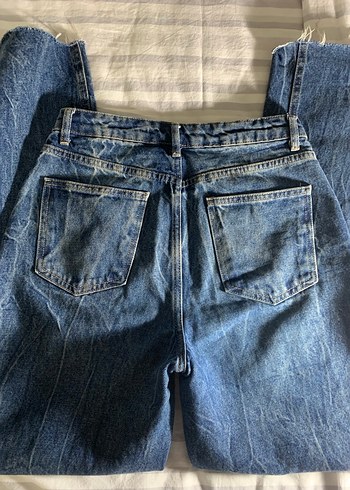 Kadın Mavi Bol Kesim Midi Kot Pantolon - Görsel 5