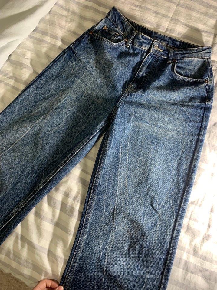 Kadın Mavi Bol Kesim Midi Kot Pantolon - Görsel 3