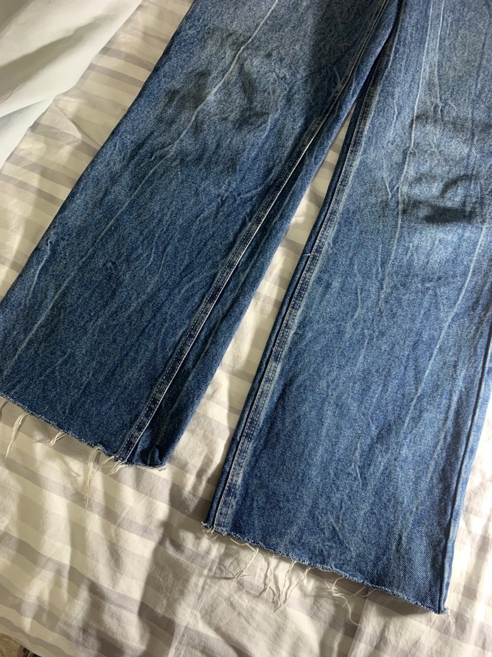 Kadın Mavi Bol Kesim Midi Kot Pantolon - Görsel 4