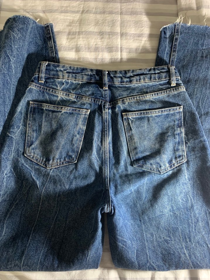 Kadın Mavi Bol Kesim Midi Kot Pantolon - Görsel 5