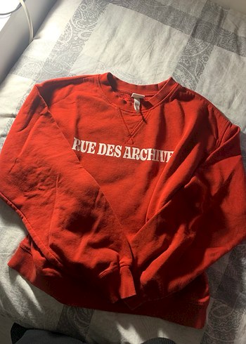 Kırmızı Baskılı Kadın Sweatshirt - Görsel 3