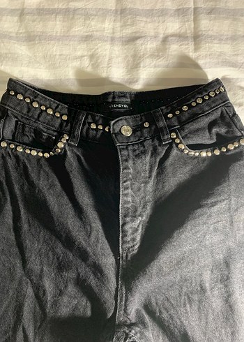 Taşlı Kadın Midi Kot Pantolon - Görsel 2