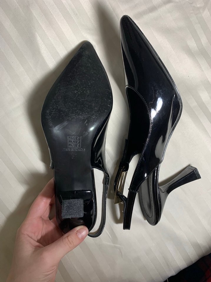 Siyah Rugan Stiletto Tokalı Kadın Topuklu - Görsel 3