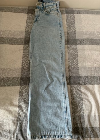 Düğmeli Gri Denim Kadın Jean - Görsel 4