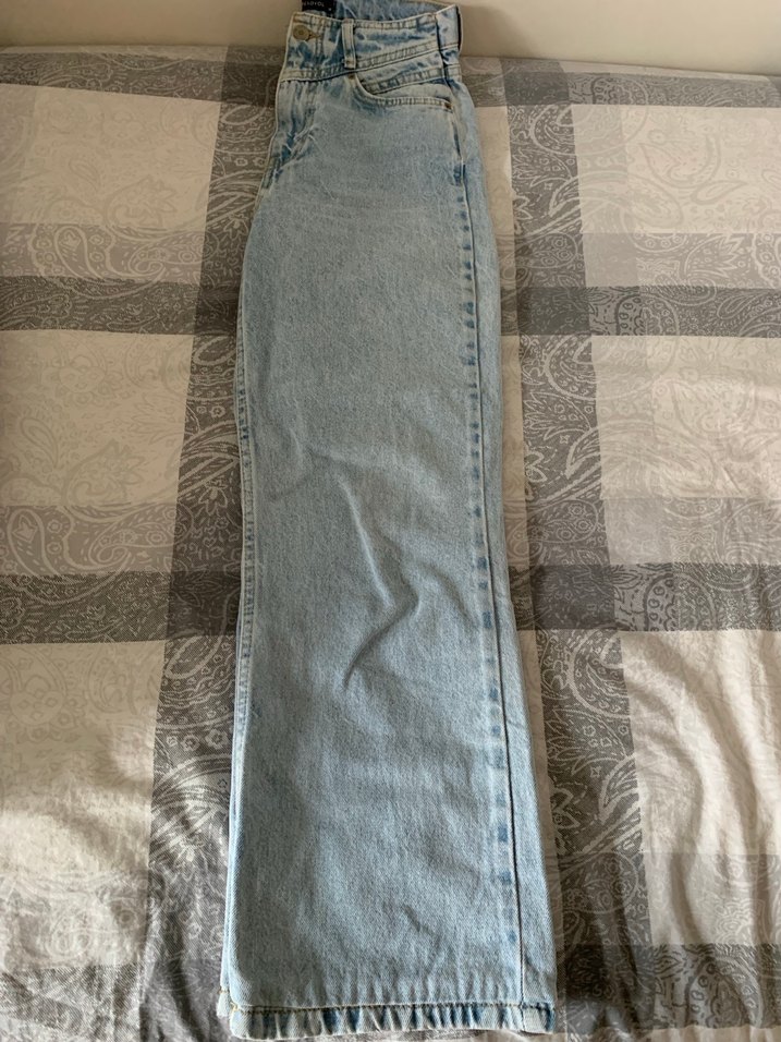 Düğmeli Gri Denim Kadın Jean - Görsel 4