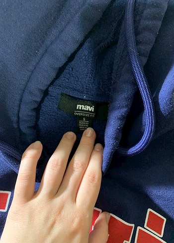 Kapüşonlu Mavi Kadın Sweatshirt - Görsel 4