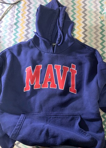 Kapüşonlu Mavi Kadın Sweatshirt - Görsel 3