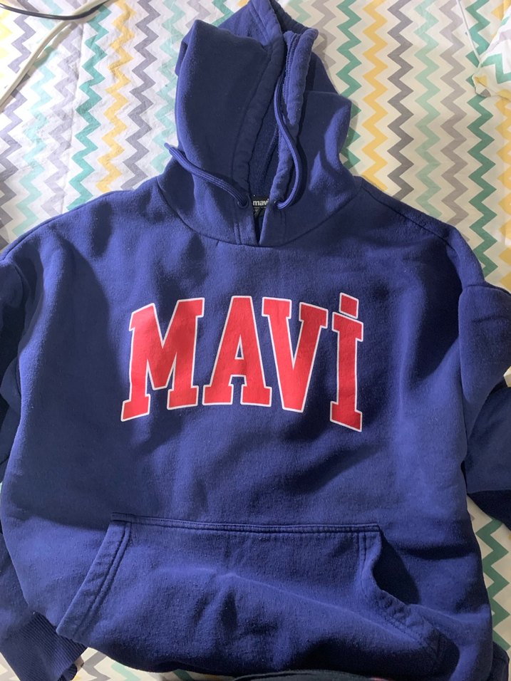 Kapüşonlu Mavi Kadın Sweatshirt - Görsel 3
