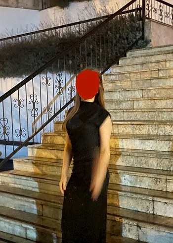 simli Drapeli Midi Abiye Elbise - Görsel 5