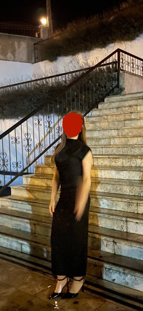 simli Drapeli Midi Abiye Elbise - Görsel 5