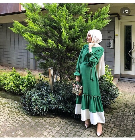 Yeşil tesettür elbise
