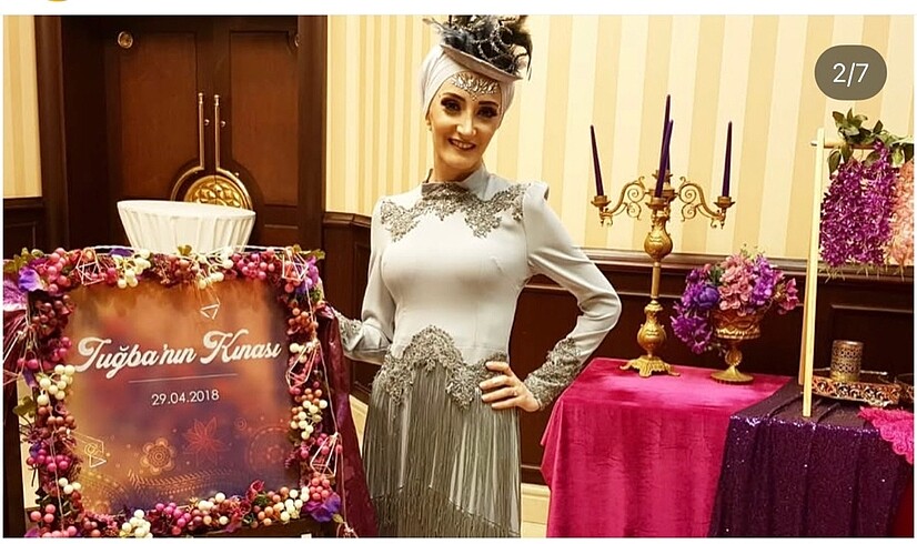 xs Beden gri Renk Püsküllü gri abiye