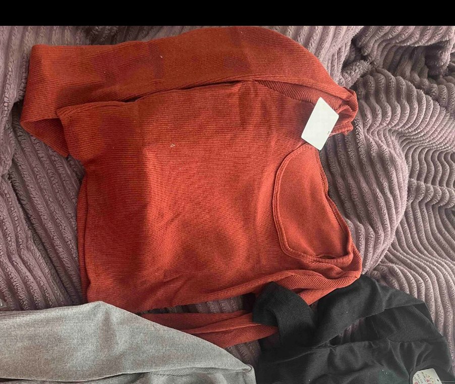 Kiremit Süet Uzun Kollu Bluz - Görsel 2