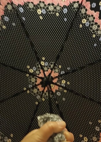 Puantiye Desenli Pilili Kadın Şemsiye - Görsel 3