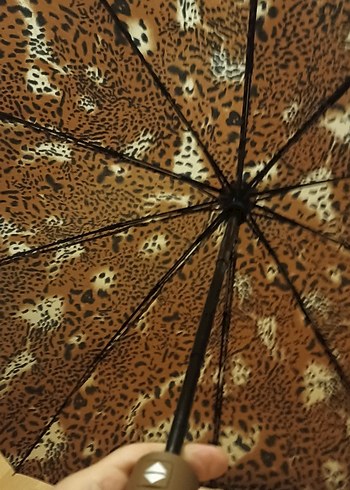 Kahverengi Kürklü Bohem Kadın Şemsiye - Görsel 3