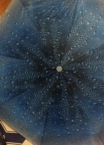 Parlak Mavi Katlanabilir Kadın Şemsiye - Görsel 2