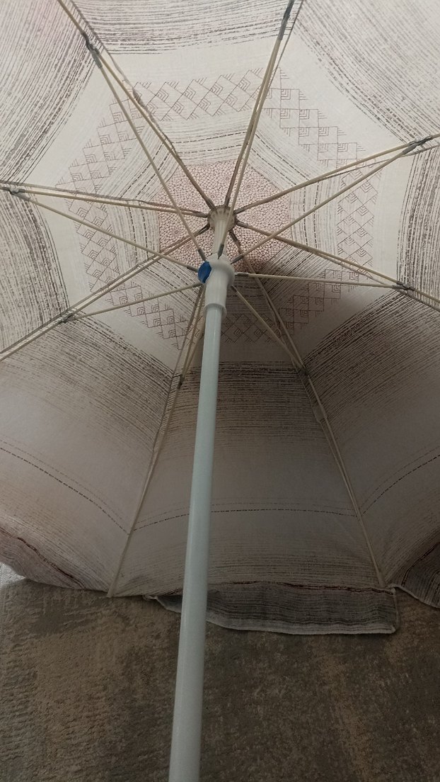 Gri-Beyaz Fırfırlı Bohem Kadın Şemsiye 8  telli - Görsel 3