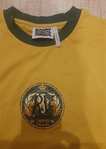 m Beden sarı Renk Sarı Erkek Baskılı Kısa Kollu Tişört