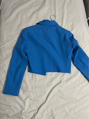 m Beden Crop Mavi Ceket