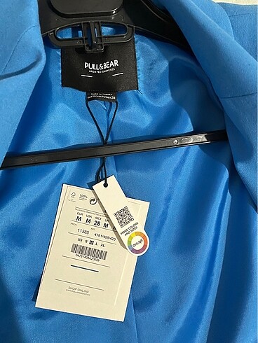 Pull and Bear Crop Mavi Ceket