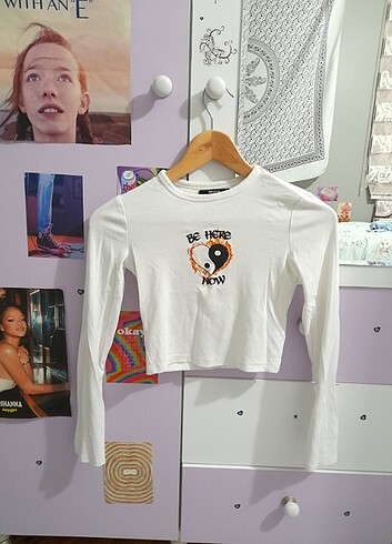 bershka uzun kollu crop