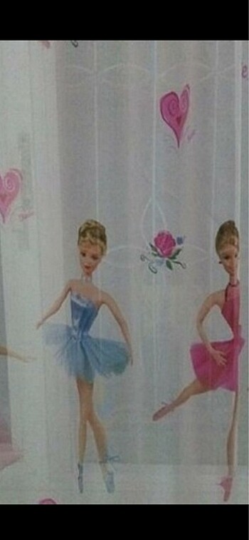 Barbie lisanslı balerin kızlı çocuk tül perde