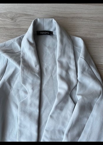 Biz Mavisi Midi Keten Kadın Ceket - Görsel 2