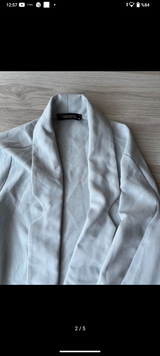 Biz Mavisi Midi Keten Kadın Ceket - Görsel 2