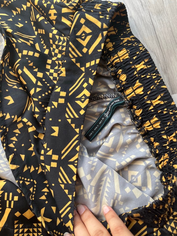 Bohem Desenli Sarı Mini etek görünümlü şort etek - Görsel 5