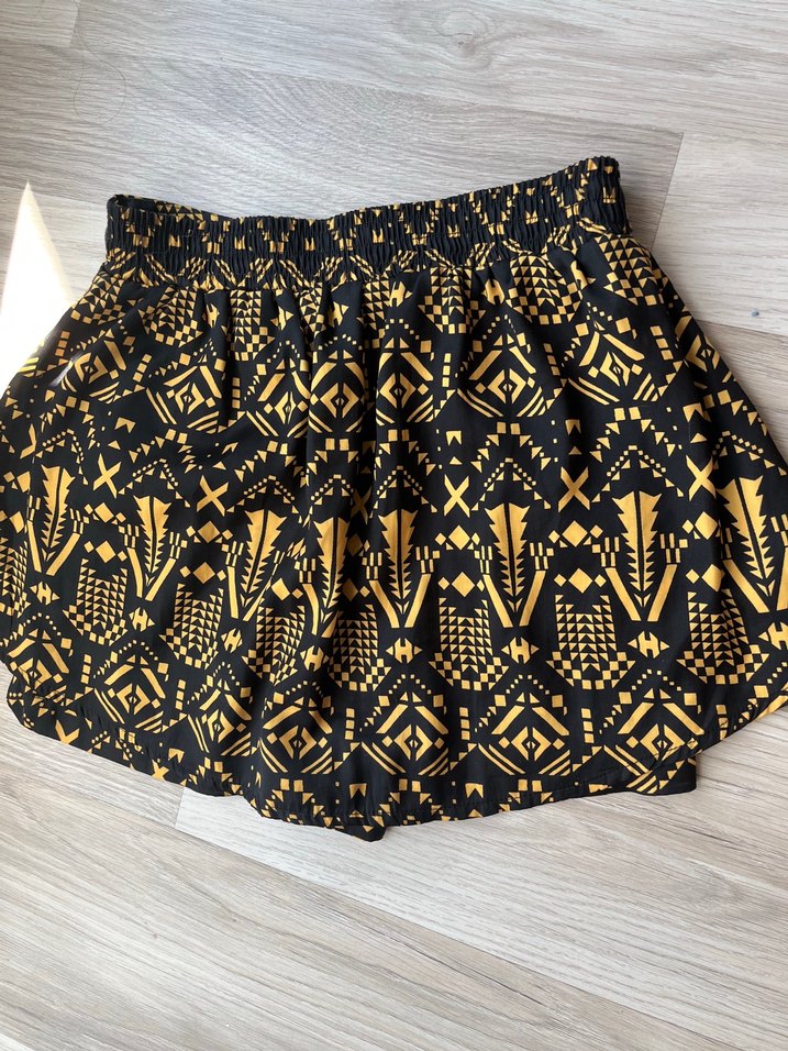 Bohem Desenli Sarı Mini etek görünümlü şort etek - Görsel 2