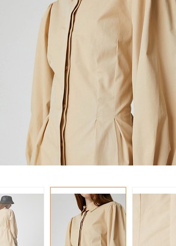 Bej Kadın uzun kol mini elbise - Görsel 2