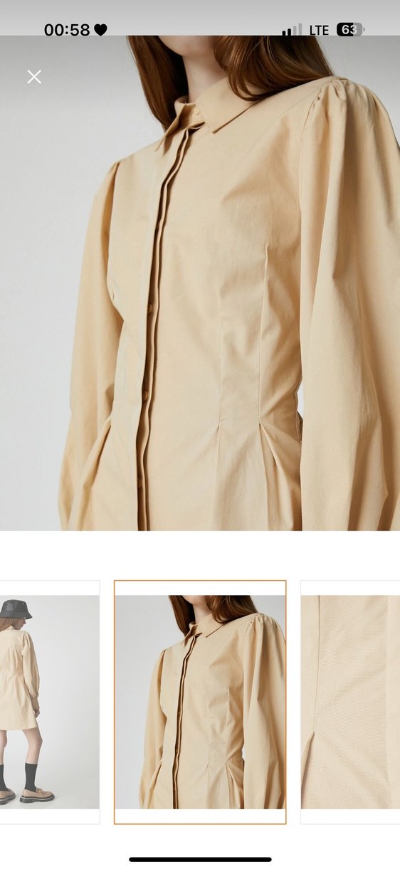 Bej Kadın uzun kol mini elbise - Görsel 2