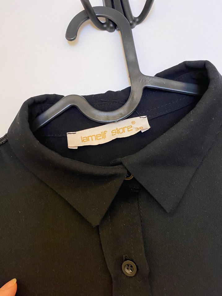 Püsküllü Siyah Uzun Kollu Tunik panço - Görsel 2